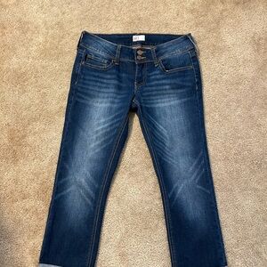 SO Blue Ankle Cropped Jeans with Distressed Details